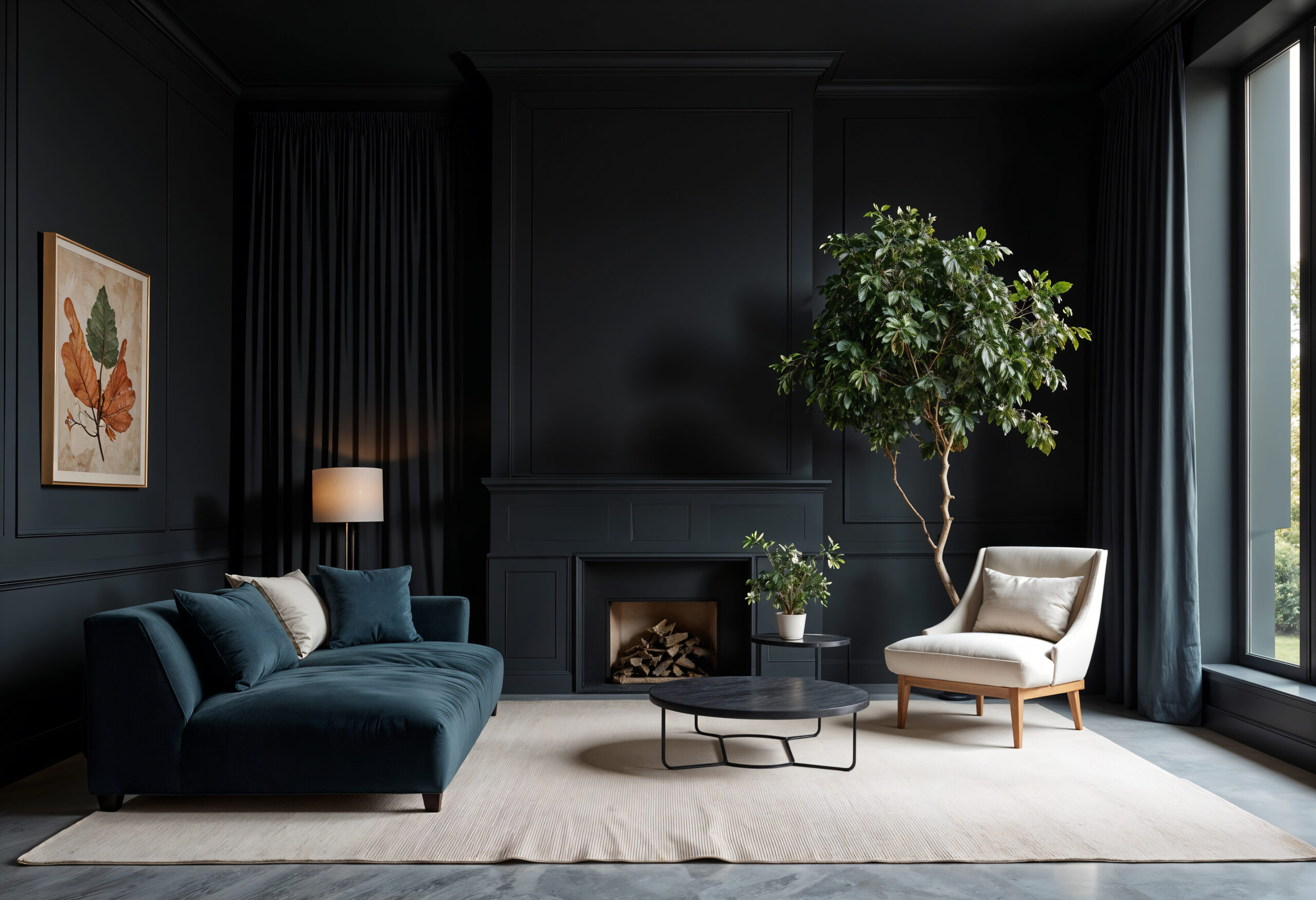 elegant black minimal interior design